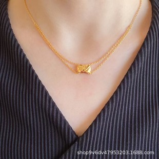Высокоуровневая версия Little Xiangfeng Coco Diamond Ge Ladies с бриллиантами минималистская личность двухслойная трехмерная цепочка ключицы