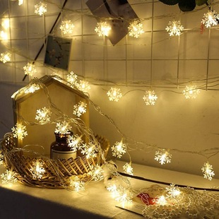 Cross-border led creative snowflake light string solar decorative light flash battery box USB wedding birthday light string wholesale