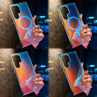 Применимо для Samsung чехол для телефона s24ultra багаж хамелеон s25 градиент лазерный магнитный чехол s23 чехол для телефона