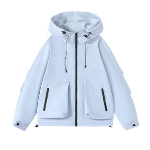 Jacket Men's Spring and Autumn 2025 New Hooded Jacket Trendy Ins Plutton Handsome Loose All-match Work Clothes for Men