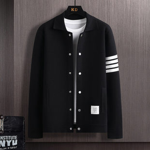 Autumn and Winter New Men's Korean Knitwear Cardigan Outer Woven Sweater Business Lapel Fashionable Jacket