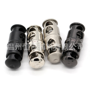 Hengchuang double-head metal spring buckle double-hole pig nose buckle zinc alloy elastic adjustment button buckle in stock wholesale