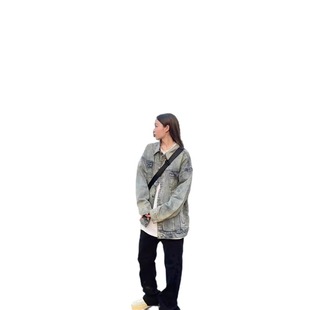 Washed Denim coat men's Spring American high street Pu handsome jacket spring and autumn 2024 new fashion brand loose clothes