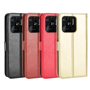 Для Красного риса 10C чехол для телефона Redmi 10A кожаный чехол для телефона флип Crazy Horse узор ремешок карта защитный чехол с принтом