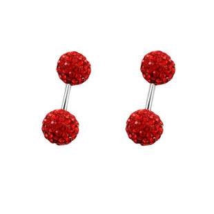 Color soft clay diamond ball ear nail fashion commuting full diamond high-level couple ear nail European and American personality ear nail