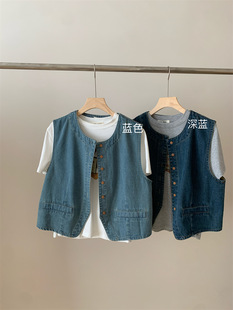 Denim Vest Women's 2024 Autumn New Fashionable Fashion Korean Retro Denim Vest Vest Jacket