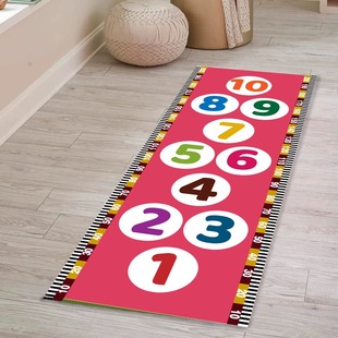 Children's Room kindergarten cartoon game hopscotch plaid carpet bedroom girl educational floor mat washable baby