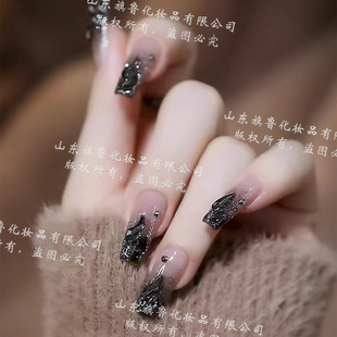 Popular online celebrity nail mineral Black Diamond super shiny black flat special-shaped diamond warm elf same style full diamond nail jewelry diamond