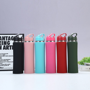 Cross-border 304 stainless steel small waisted thermos cup sports pot portable straw outdoor portable accompanying