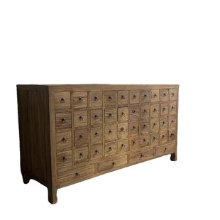 Old Elm Chinese Medicine Cabinet Solid Wood Household Storage Cabinet Medicine Table Baizi Cabinet Multi-grids Storage Cabinet Living Room Drawer Cabinet