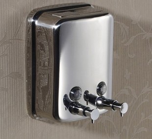 Hotel Bathroom stainless steel wall-mounted manual double-headed shower gel bottle box soap dispenser hand sanitizer bottle