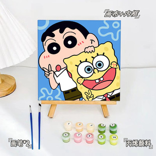 Digital oil painting diy children hand coloring painting birthday gift cartoon animation oil paint decorative painting wholesale