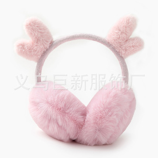 New personality antler plush earmuffs winter warm fashion retractable imitation rabbit fur earmuffs ear warm factory wholesale