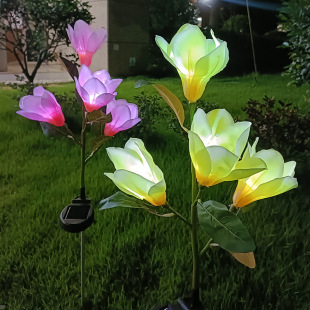 New 4 Solar Magnolia Flower Spring Lantern Festival Atmosphere Terrace Lawn Garden Decorative LED Atmosphere Light