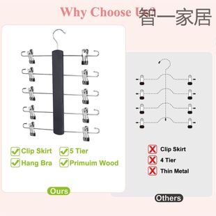 Wooden Multi-layer Pants Rack with Metal Clip for Skirt Pants Hanger Solid Wood Multi-function Anti-slip Solid Wood Pants Rack