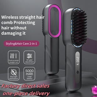 Cross-border Straightening Dual-purpose Straight Clip Wireless USB Straight Hair Comb Rechargeable Portable Curling Rod Shape Comb Artifact