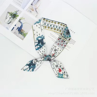 Tarot Double-layer Double-sided Printed Silk Scarf Silk Long Scarf Tie Bag Accessories Small Ribbon Women's Internet-popular Creative Scarf