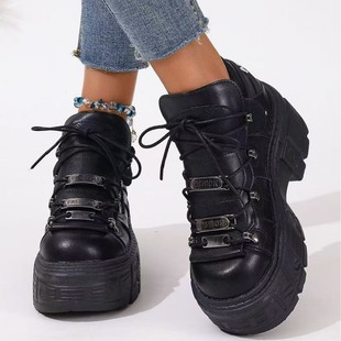 2024 New Black Torre Shoes Thick-soled Foreign Trade Cross-border Women's Shoes Heavy Metal Personalized Gothic Punk Boots for Children