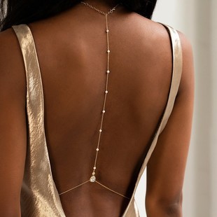 Europe and the United States hot-selling backless pearl back chain women's high-end fashion bride dress diamond necklace body chain women