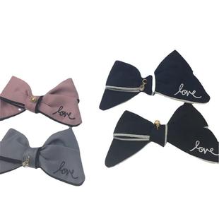 South Korea Dongdaemun New LOVE Letter Bow Sweet Fabric Black Edge Hair Ring Hair Rope Handmade Hair Accessories
