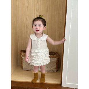 Girls dress Summer New Baby Girl Sweet Princess Dress Stylisness Doll Collar Cake Dress Children's Vest Dress