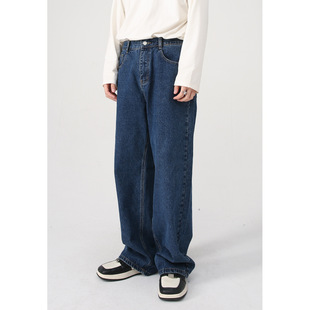 MTLCLOTHES men's | four seasons new Korean version of loose elastic waist straight casual jeans men's wholesale