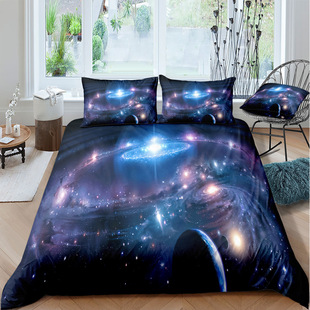 Amazon Universe Planet Series children's bedding three-piece set 90-120g brushed cloth can be used as milk Velvet