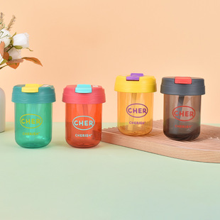 New ins style mini transparent plastic Ton Cup male and female students portable flip straw Cup children gift Cup