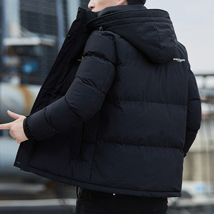 Graphene Cotton Clothes Men's Winter New Thickened Warm Hooded Contrast Color Cotton Coat Coat Winter Clothing Cold Warming Men's Cotton