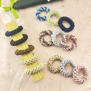 Pure Hand-Woven High Elastic Thick Head Rope Donut Payon Durable Rubber Tendon Hair Rope Hair Accessories Headwear for Women