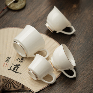 Anti-scalding Tea Cup with Handle Ear Kung Fu Tea Cup Ceramic Tea Tasting Cup with Handle Tea Cage Chinese Household Tea Single Cup