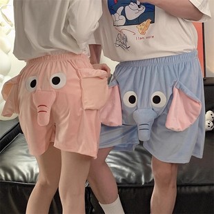 Funny Elephant Pajama Pants Couple Cute Elephant Shorts Summer Home Pants Nose Rings Elephant Shorts Explosions Short