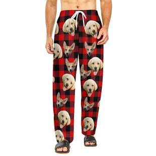 Factory Custom Cross-border European and American Home Men's and Women's Pajamas Home Imitation Cotton Long 3D Printing Digital Amazon Pajamas
