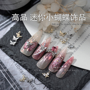 Nail jewelry mini butterfly copper inlaid zirconium plated real gold three-dimensional light luxury nail accessories diamond jewelry hot sale