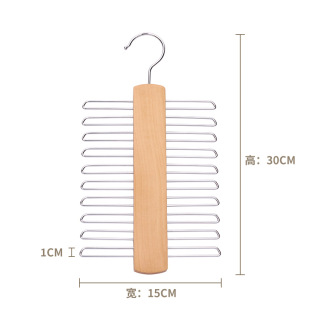 New Solid Wood Scarf Hanging Tie Rack with Multi-Hook Design to Save Space, Strong and Durable High Manganese Steel Electroplated Tie Hanging