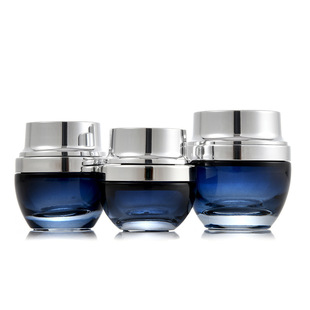 Multi-specification Glass Travel Skin Care Lotion Press Sub-bottling Gradient Blue Bottle Golden Cap Empty Bottle suit