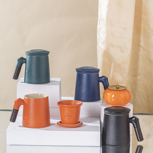 Ceramic Tea Water Separation Office Cup Personal Tea Cup Mug with Filter Tea Leaking Cup Business Gift