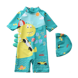 Children's Swimsuit for Boys and Boys One-piece Large Small and Medium-sized Children's Baby and Boy's Swimsuit Long-sleeved Beach Sunscreen Hot Spring Swimsuit