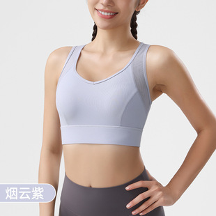 High-Intensity Sports Bra for Women, Shock-Proof Mesh Yoga Vest, One-Piece Fixed Cup, High-Elastic Back-Beautiful Fitness Bra