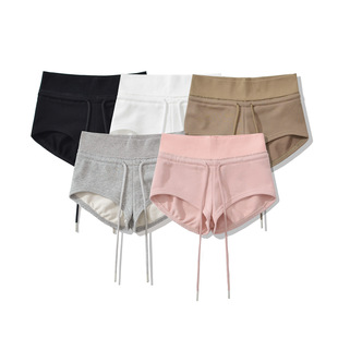 Sports Hot Girl Low Waist Drawstring Shorts Women's 2025 Summer New American Style Casual Style Slimming Straight A- Line Hot Pants