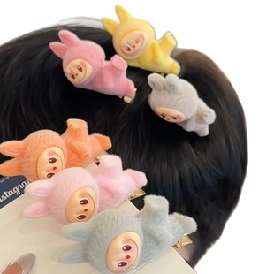 Trendy Plush Doll Hair Clip with Side Fringe Hair Accessory, Cute Photo Shoot Collectible Hair Accessory for Children