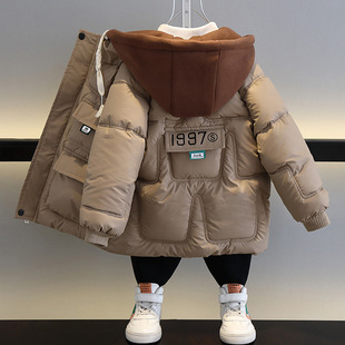[Wash-free lambskin] boys' foreign trade fleece-lined down cotton-padded coat winter cotton-padded coat children's thick cotton-padded coat