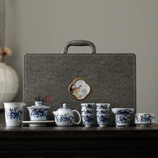 Gold and Silver Staggered Dragon Pattern Ceramic Tea Set Office Chinoiserie High-end Kung Fu Bowl Tea Cup Teapot Souvenir