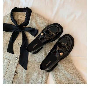 Spring and Autumn New British-style Bright Leather Shoes Thick-soled All-match Loafers Women's Shoes Step-on Lazy Soft-soled Single Shoes