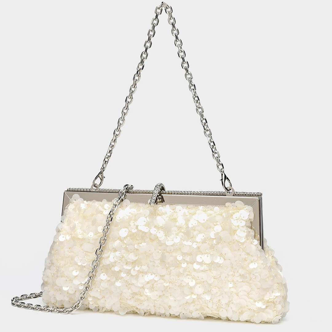 Cross-border best-selling European and American wedding high-end light luxury sequined sequined handbag, foreign trade dress party handmade evening bag
