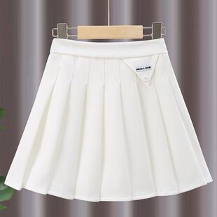 Girls' Pleated Skirt Summer New Children's Short Skirt for Girls, White College Style Summer Dress
