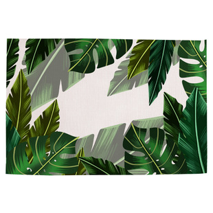 Cross-border Waterproof Linen Placemat Printing Personalized Customized Tropical Plant Table Mat Coaster