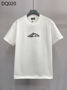 DQ020 Slightly Wide Loose D2 Small Letter Printed Trendy Brand Short-sleeved T-shirt Men's Crewneck Top Base Shirt Couple T