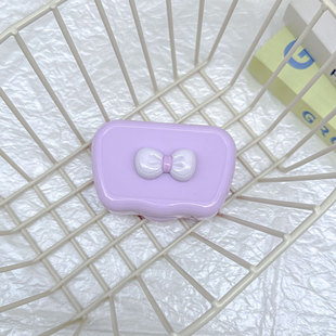New Style Simple Contact Lens Box Portable Compact with Mirror Pupil Box Bow Double Storage Box Companion Box