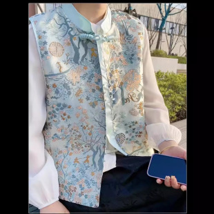 New Chinese Style Embroidered Vest Shoulder Jacket Women's Spring and Autumn Small Ethnic Style Vest Jacket 2024 New Style
